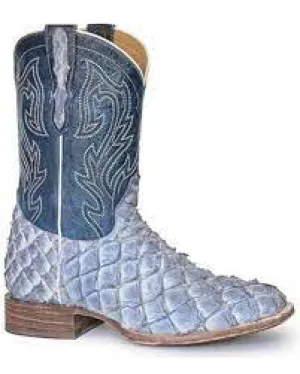 STETSON MEN’S EXOTIC PREDATOR PIRARUCU VAMP BOOTS | Burnished Blue