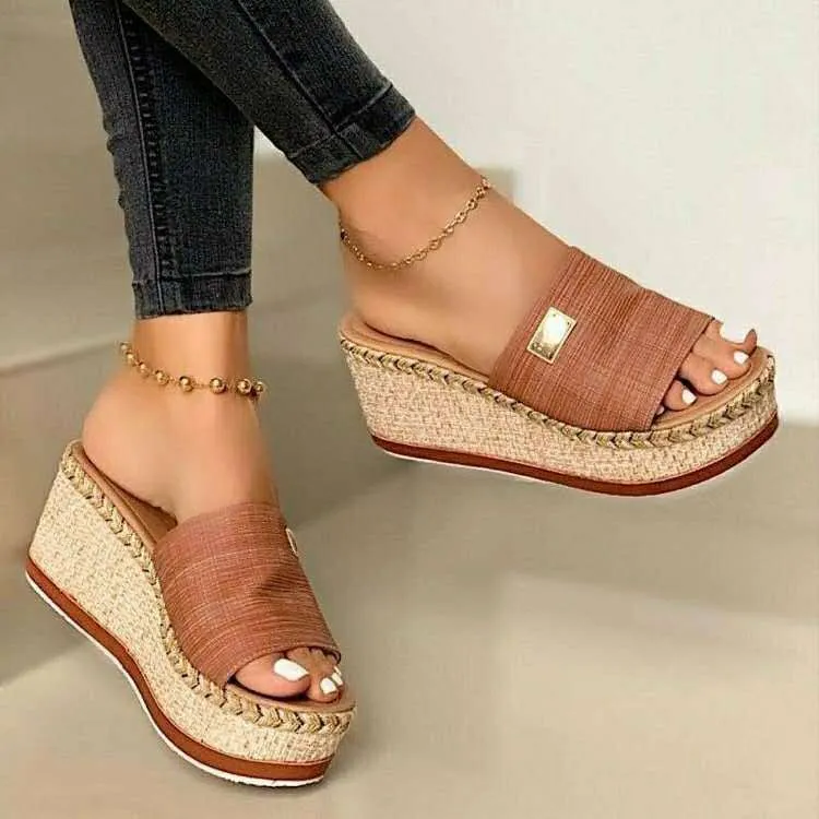 Stylish Slip On Wedge Platform Lightweight Sandal Shoes