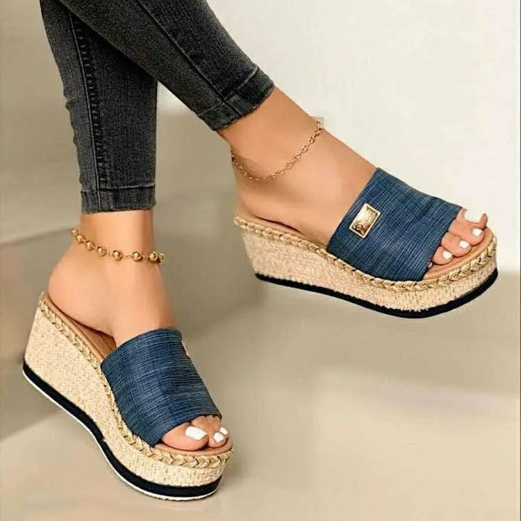 Stylish Slip On Wedge Platform Lightweight Sandal Shoes