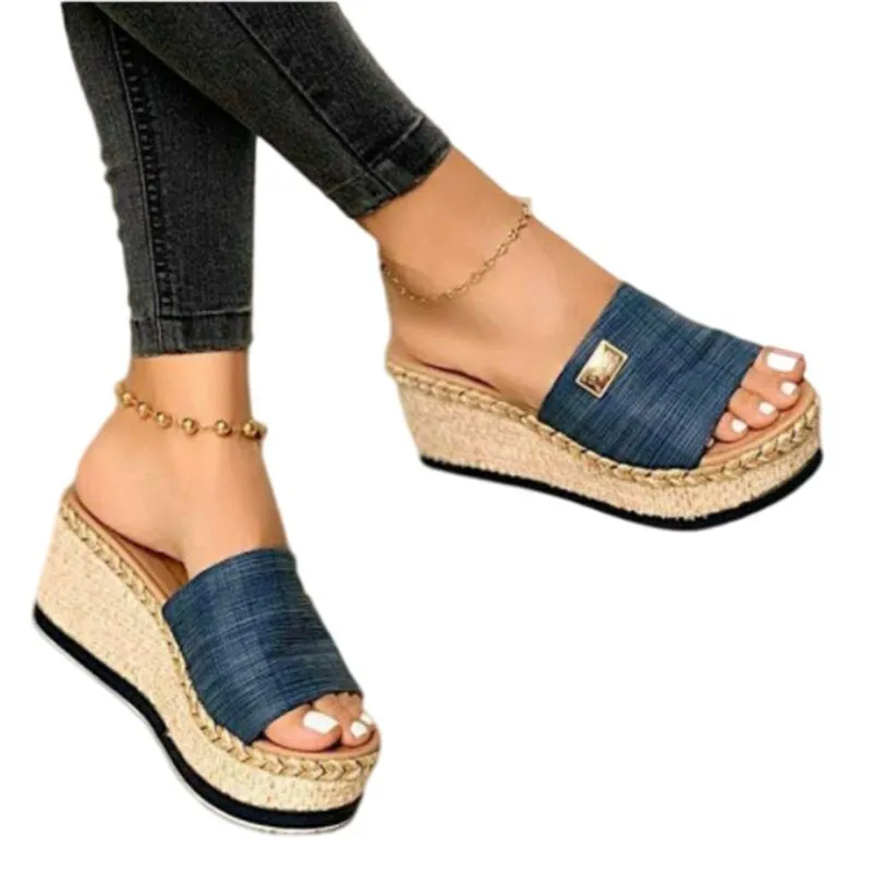 Stylish Slip On Wedge Platform Lightweight Sandal Shoes