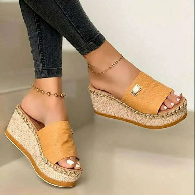Stylish Slip On Wedge Platform Lightweight Sandal Shoes