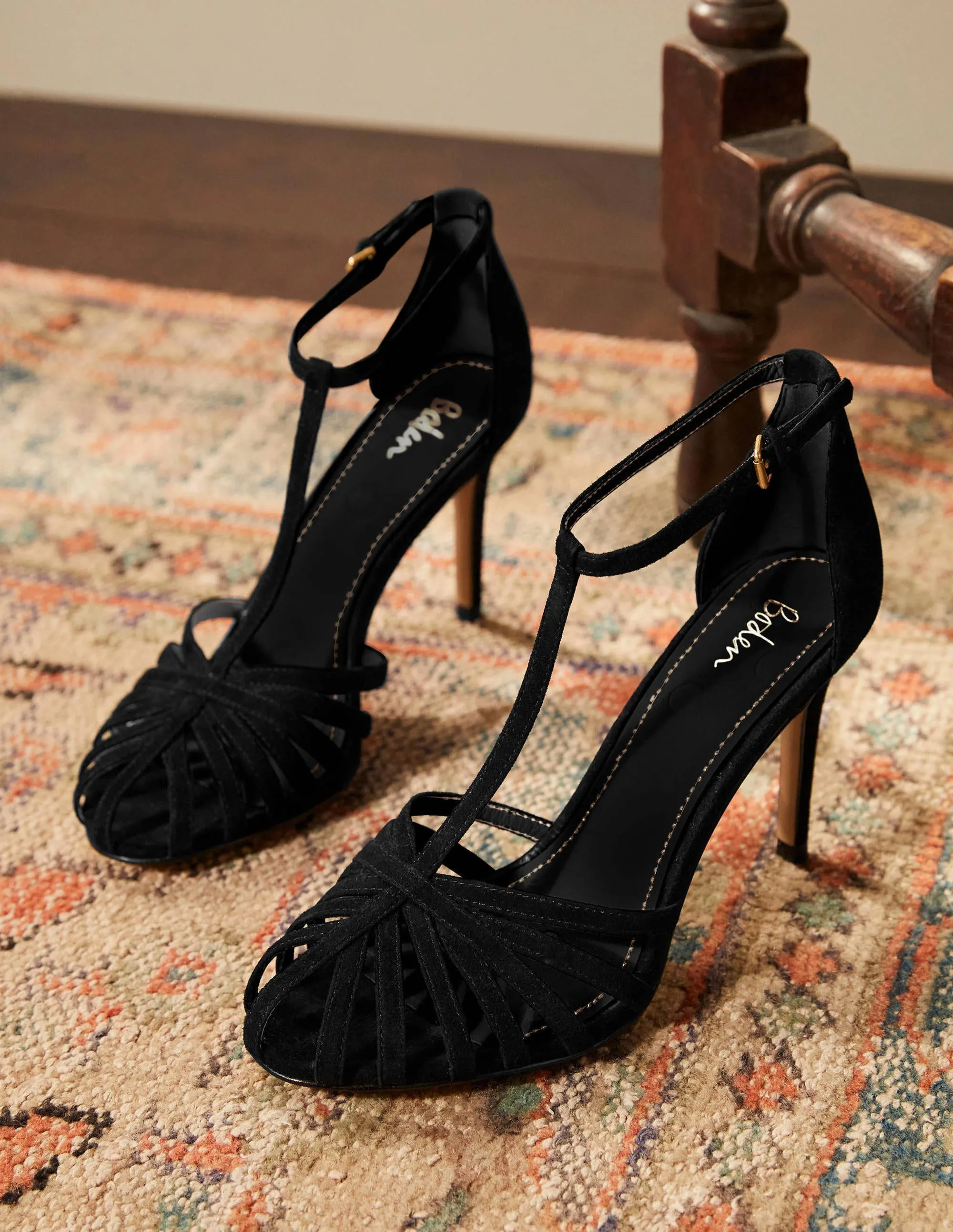 Tess Cage Heel Sandals-Black