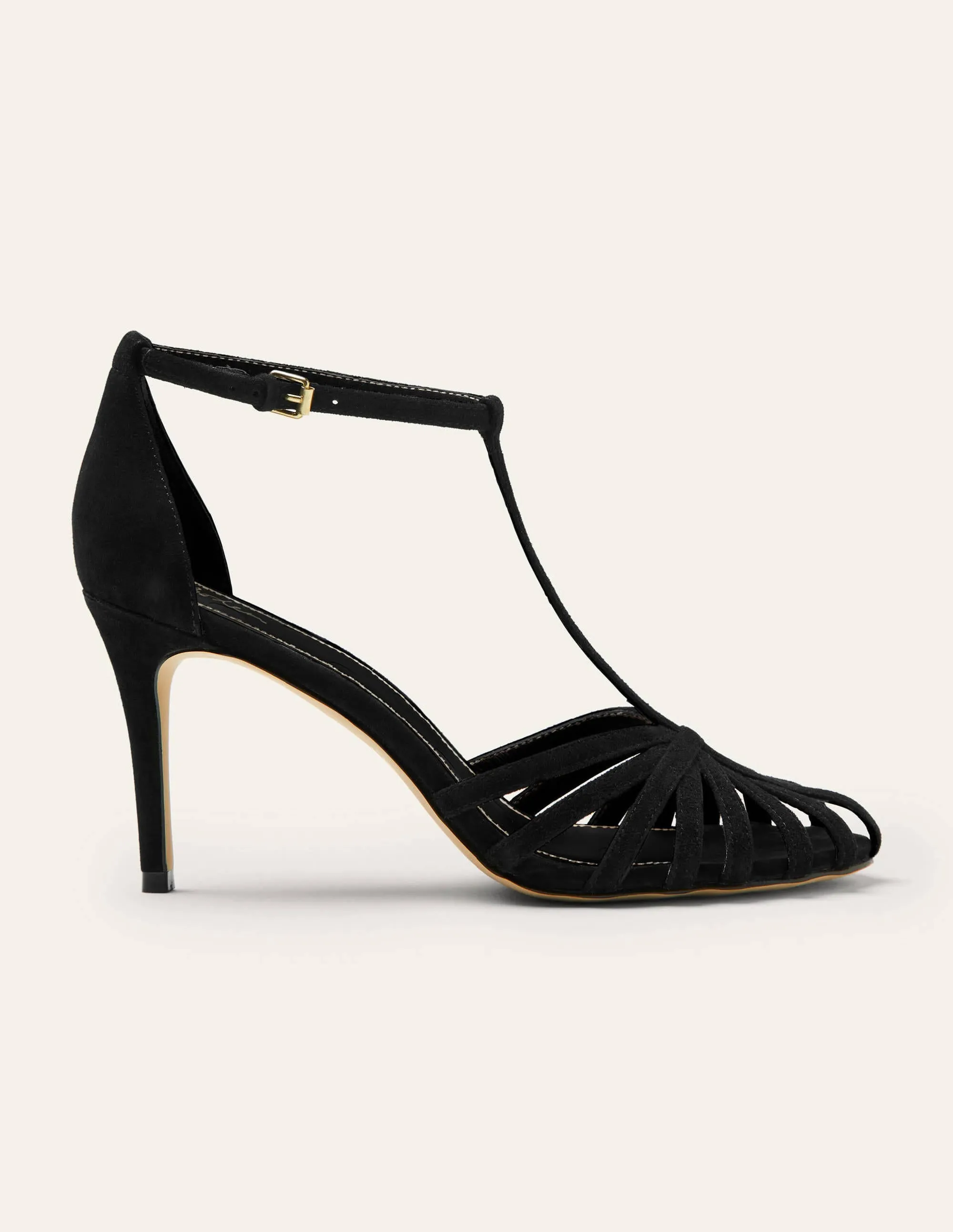 Tess Cage Heel Sandals-Black