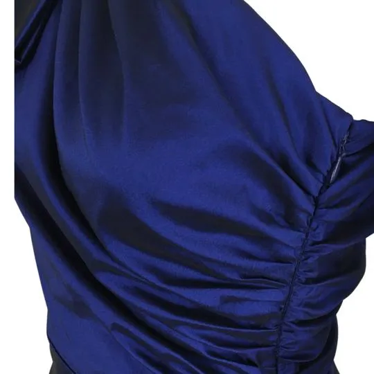 Veronica Beard Women's Armond Taffeta One-Shoulder Top Elegant Bow Ruched Body Blue Sz 2