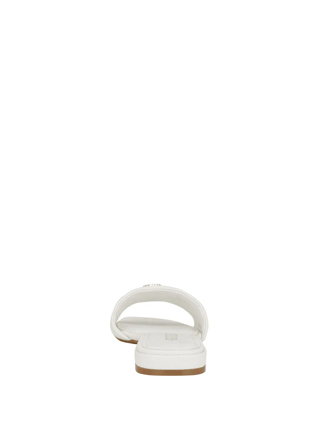 White Tamed Slide Sandals