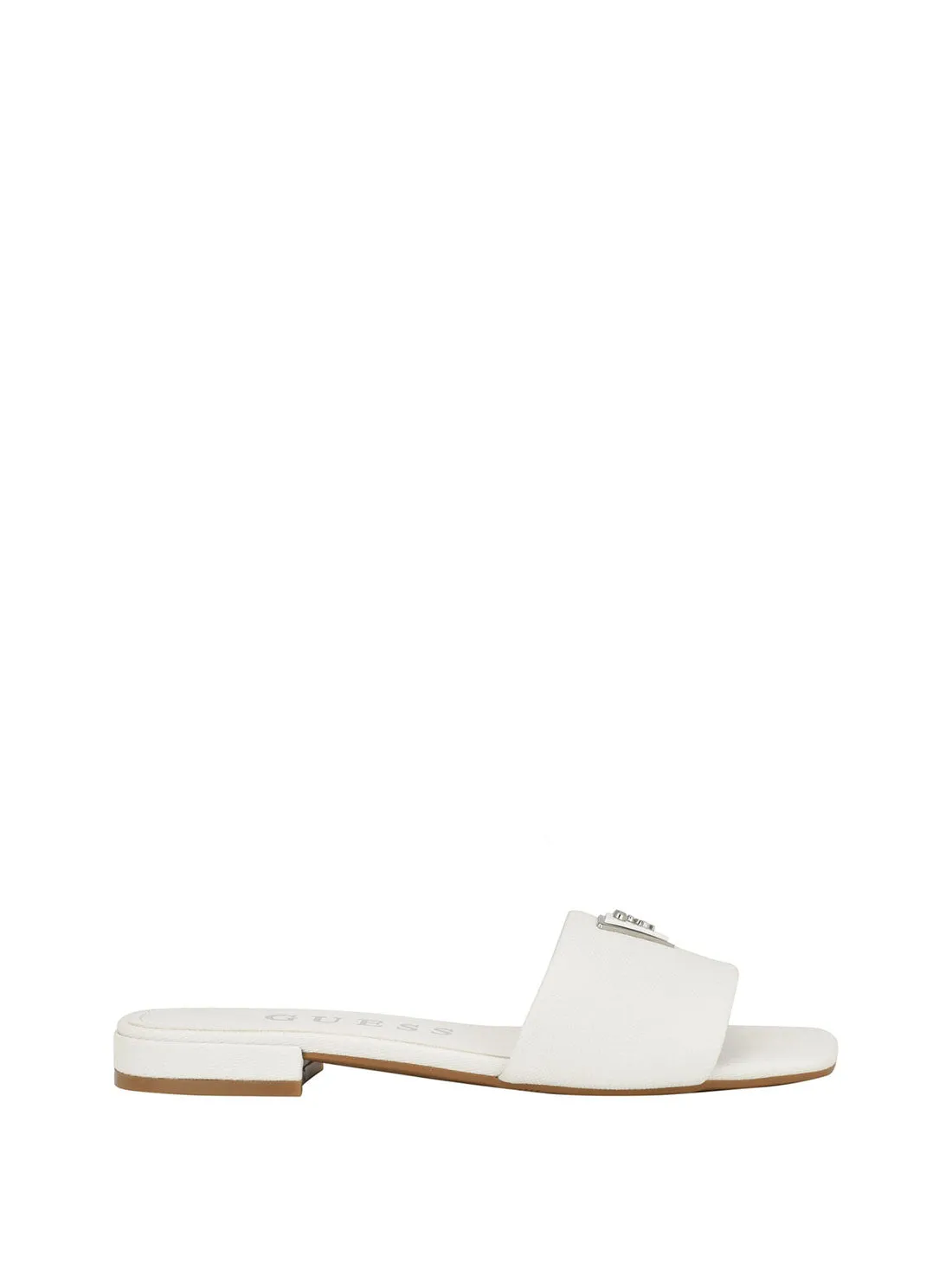 White Tamed Slide Sandals