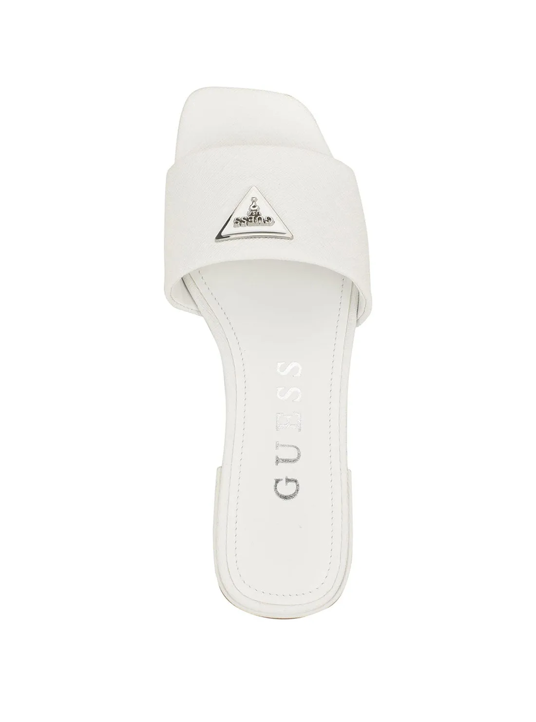 White Tamed Slide Sandals