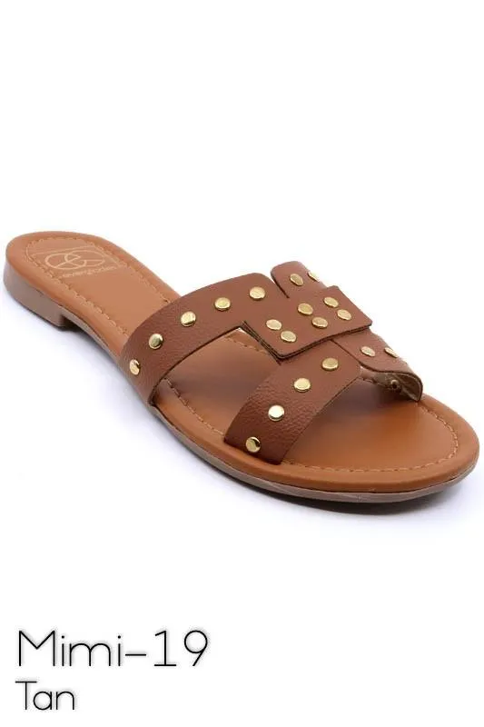 Women's Shoes Slide Sandal With Rivet Studs