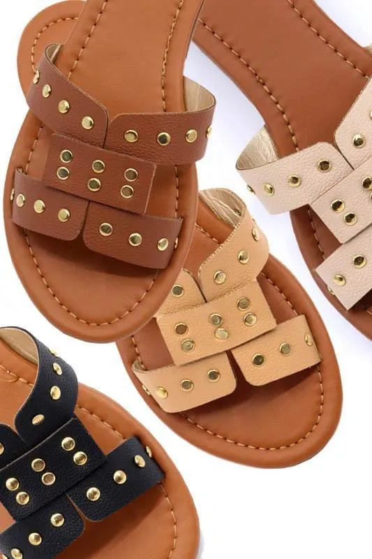 Women's Shoes Slide Sandal With Rivet Studs