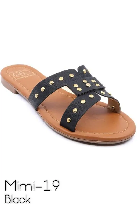 Women's Shoes Slide Sandal With Rivet Studs