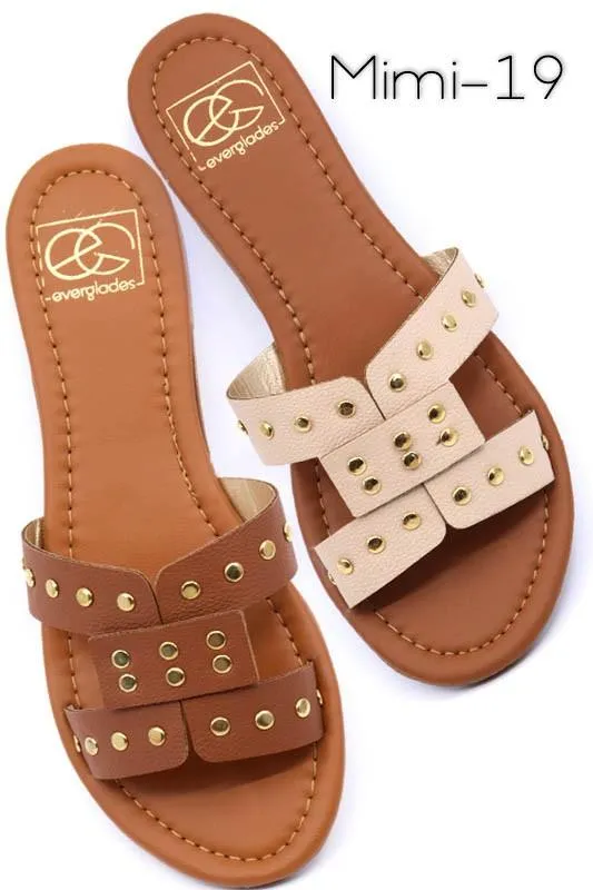 Women's Shoes Slide Sandal With Rivet Studs